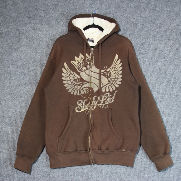 Vintage Eminem Shady‎ LTD Hoodie Mens M Brown Grunge Thermal Lined Hip Hop Rare